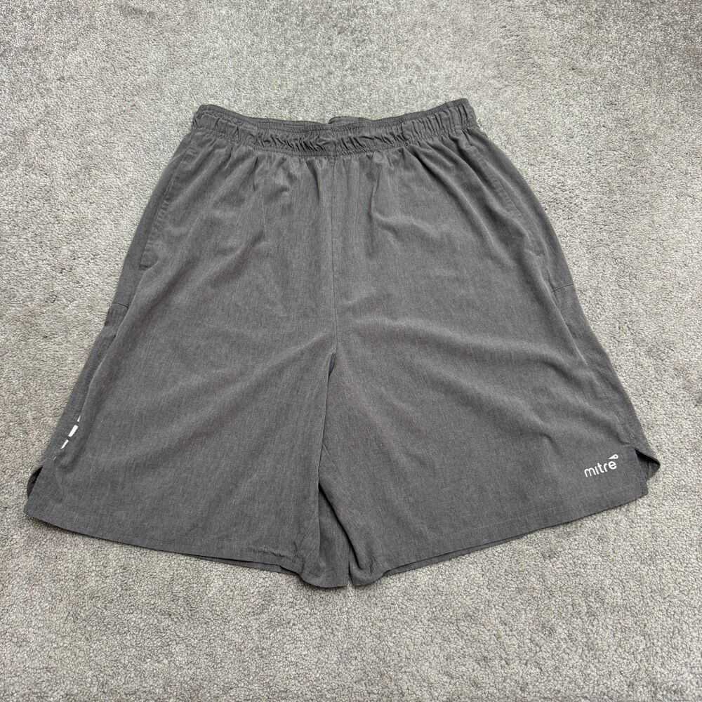 Mitre Training Shorts Men XL Gray Lightweight Stretch Moisture-Wick Soccer Gym